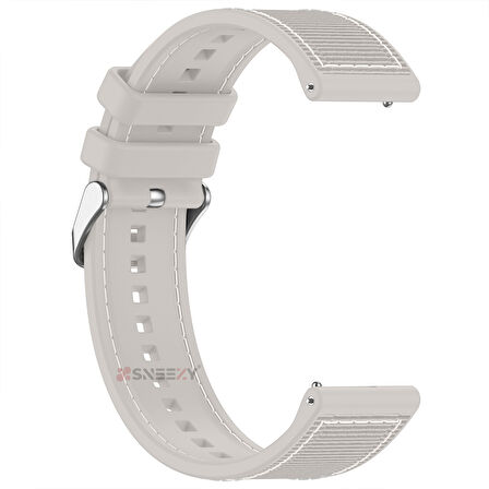 Sneezy Huawei Watch GT6 46mm İle Uyumlu Metal Tokalı Dikiş Desenli Dokuma Silikon Kordon