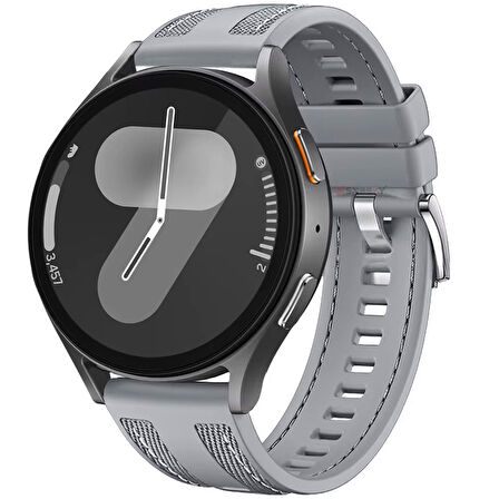 Samsung Galaxy Watch 6 47-44-43-40mm ile Uyumlu Metal Tokalı Dikiş Detaylı Şık Dokuma Silikon Kordon