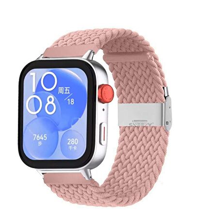 Huawei Watch Fit 3 İle Uyumlu Metal Klips Solo Fiberlink Örgü Kordon