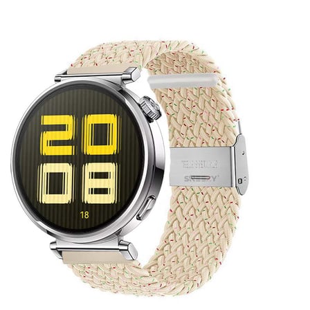 Sneezy Huawei Watch GT 5 41mm İle Uyumlu Metal Klips Solo Fiberlink Kumaş Örgü Kordon