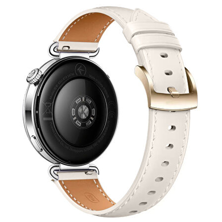 Huawei Watch GT6 41mm İle Uyumlu Starlight Gold Metal Tokalı Deri Zarif Şık Kordon
