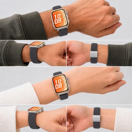 Huawei Watch Fit 5 Pro İle Uyumlu Metal Klipsli Solo Fiberlink Yumuşak Kumaş Örgü Kordon