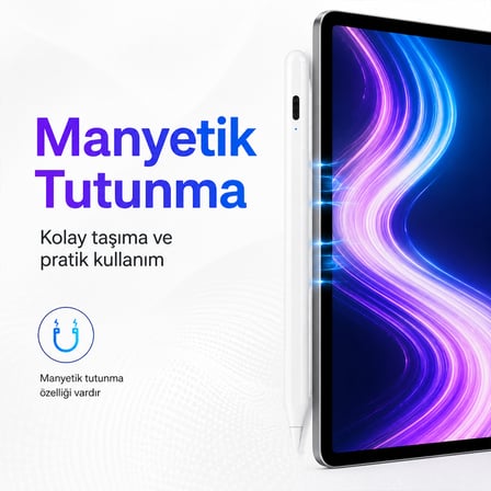 iPad Air 13 M2/M3 ile Uyumlu NotePen Gen3 Stylus Kalem Avuç İçi Algılama Eğim Destekli