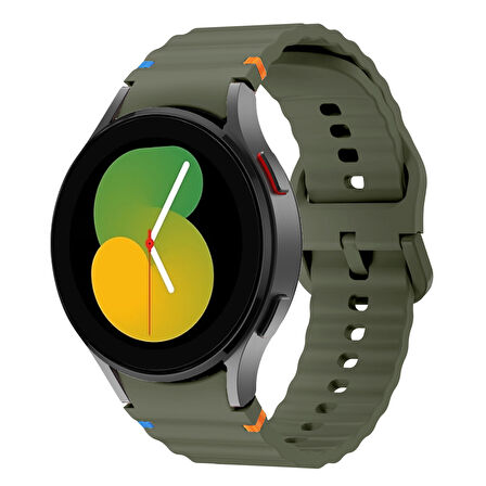 Samsung Galaxy Watch 5 40mm-44mm İle Uyumlu Metal Tokalı Dalgalı Spor Silikon Kordon