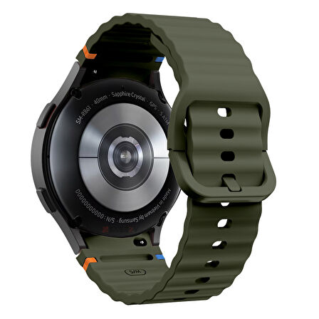 Samsung Galaxy Watch 5 40mm-44mm İle Uyumlu Metal Tokalı Dalgalı Spor Silikon Kordon