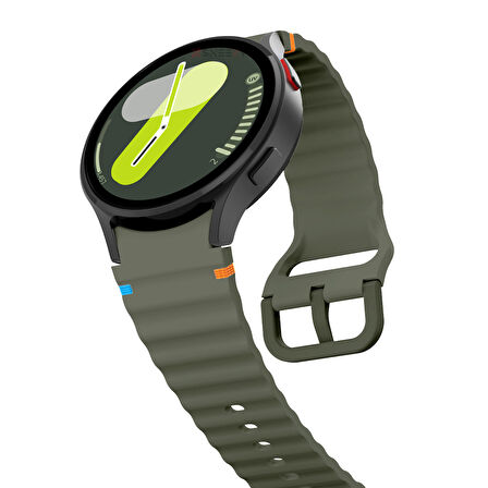 Samsung Galaxy Watch 5 40mm-44mm İle Uyumlu Metal Tokalı Dalgalı Spor Silikon Kordon