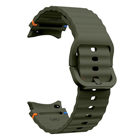 Samsung Galaxy Watch 5 40mm-44mm İle Uyumlu Metal Tokalı Dalgalı Spor Silikon Kordon