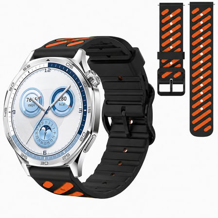 Huawei Watch GT 5 46 mm Uyumlu Çift Renkli Delikli Silikon Spor Kordon