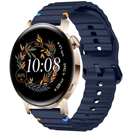 Huawei Watch GT2 GT3 42mm İle Uyumlu Dalga Desenli Tokalı Yumusaş Soft Silikon Kordon