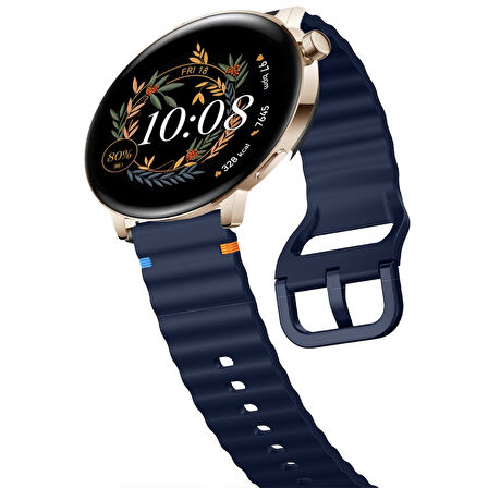 Huawei Watch GT2 GT3 42mm İle Uyumlu Dalga Desenli Tokalı Yumusaş Soft Silikon Kordon