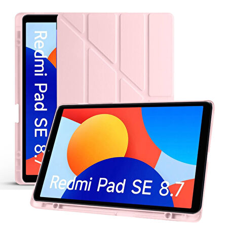 Xiaomi Redmi Pad SE 8.7 İnç Üçgen Katlanabilir Kalemlikli Dikey Standlı Akıllı Tablet Kılıfı