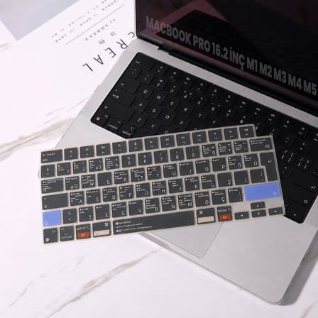 MacBook Pro 16.2 İnç M1 M2 M3 M4 M5 A2485 A2991 Uyumlu Türkçe Q Kısayollu Klavye Koruyucu Silikon