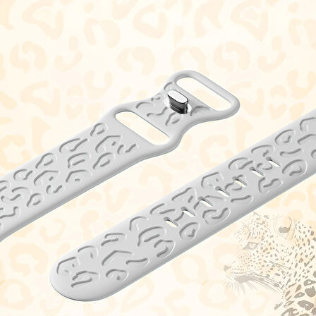 Apple Watch Ultra 1 ve 2 Uyumlu 49mm Leopar Desenli Yumuşak Silikon Kordon