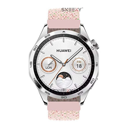 Sneezy Huawei Watch GT5 46mm İle Uyumlu 22mm Metal Klips Solo Fiberlink Örgü Kordon