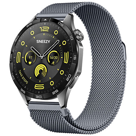 Huawei Watch GT4 46mm Uyumlu Manyetik Milanese Loop Metal Kordon 
