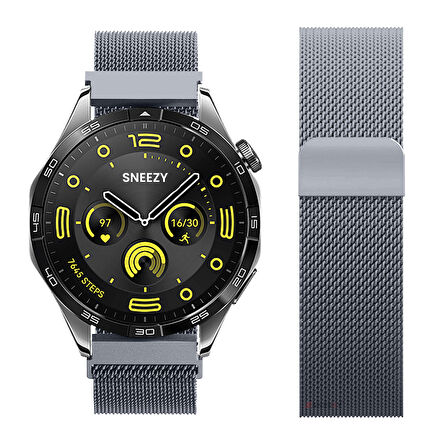 Huawei Watch GT4 46mm Uyumlu Manyetik Milanese Loop Metal Kordon 