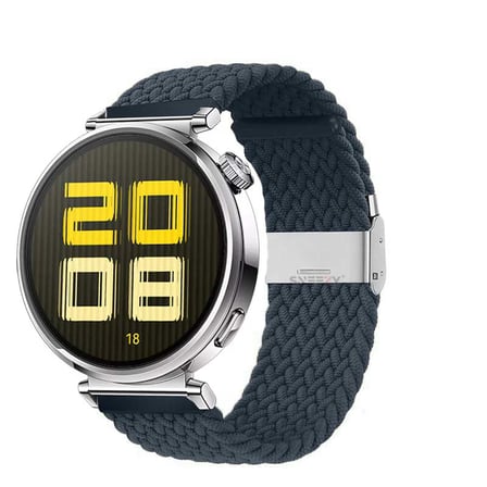 Sneezy Huawei Watch GT 5 41mm İle Uyumlu Metal Klips Solo Fiberlink Kumaş Örgü Kordon