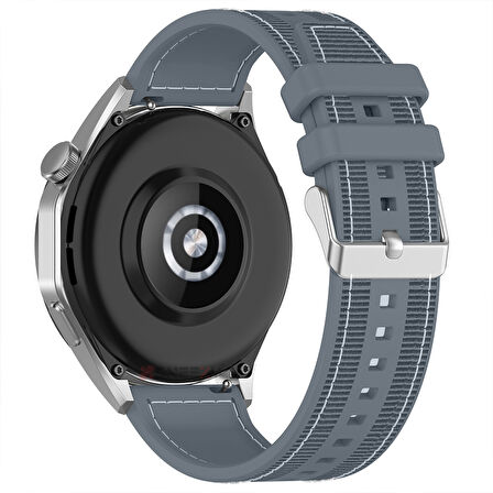 Sneezy Huawei Watch GT5 46mm İle Uyumlu 22mm Dikiş Desenli Dokuma Silikon Kordon