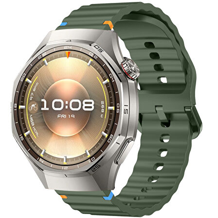 Huawei Watch GT6 Pro 46mm İle Uyumlu Dalga Desenli Tokalı Yumusaş Soft Silikon Kordon