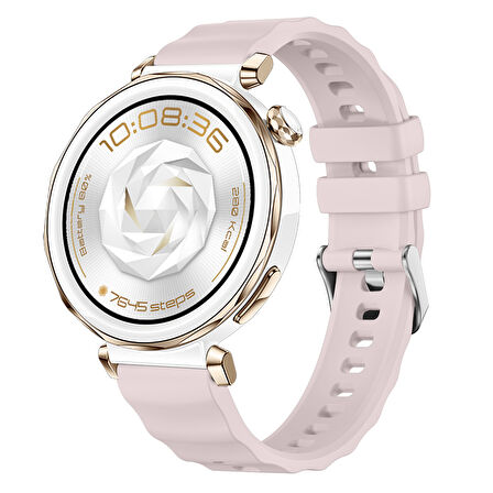 Sneezy Huawei Watch GT5 Pro 42mm İle Uyumlu SoftFlex Metal Tokalı Spor Silikon Akıllı Saat Kordonu