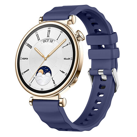 Sneezy Huawei Watch GT4 41mm İle Uyumlu SoftFlex Metal Tokalı Spor Silikon Akıllı Saat Kordonu