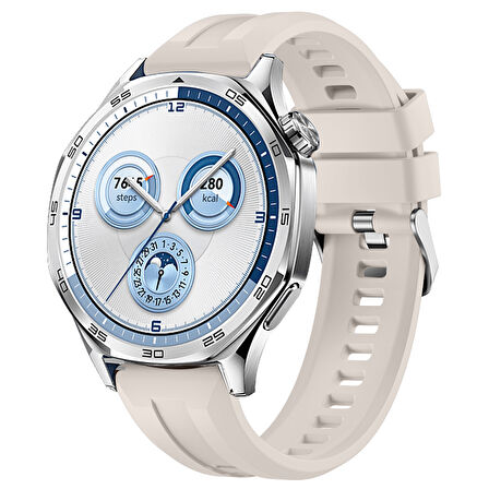 Sneezy Huawei Watch GT5 46mm İle Uyumlu Spor Silikon Metal Tokalı Soft Saat Kordonu