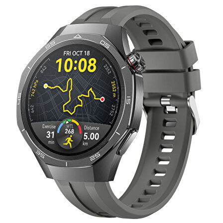 Sneezy Huawei Watch GT5 Pro 46mm İle Uyumlu Spor Silikon Metal Tokalı Soft Saat Kordonu