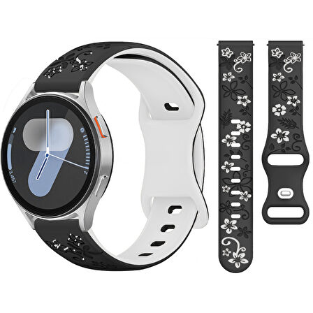 Samsung Galaxy Watch 6 7 Serisi ile Uyumlu FloraFlex Çiçek Desenli Silikon Kordon