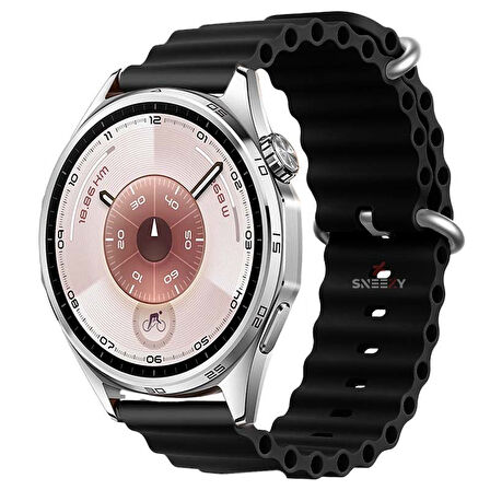 Huawei Watch GT6 46mm İle Uyumlu Dalga Desenli Tokalı Yumuşak Ocean Soft Silikon Kordon