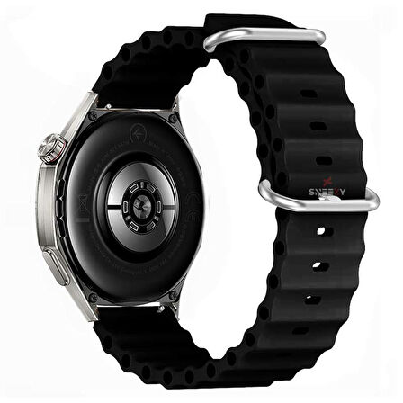 Huawei Watch GT6 46mm İle Uyumlu Dalga Desenli Tokalı Yumuşak Ocean Soft Silikon Kordon