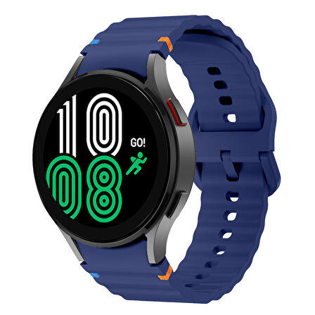 Samsung Galaxy Watch 4 40-42-44-46mm İle Uyumlu Metal Tokalı Dalgalı Spor Silikon Kordon