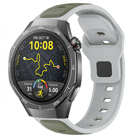 Huawei Watch GT5 Pro 46mm İle Uyumlu Çift Renkli Spor Silikon Kordon Nefes Alabilir Konforlu