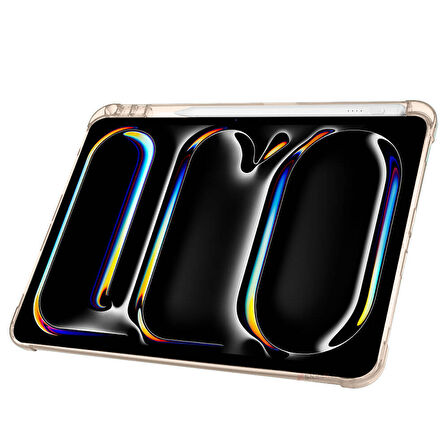 iPad Pro 11 inç M5 2025 Uyumlu Kılıf Üçgen Katlanabilir Kalem Şarj Bölmeli Kılıf A2836 A2837 A3006