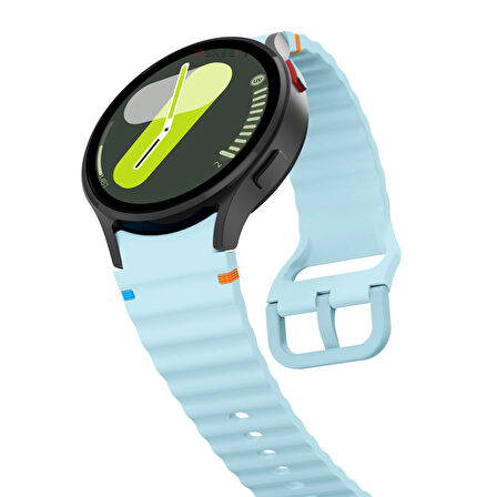 Samsung Galaxy Watch 7 40mm-44mm İle Uyumlu Metal Tokalı Dalgalı Spor Silikon Kordon