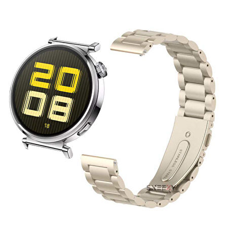 Huawei Watch Gt5 41mm İle Uyumlu Ironweft Paslanmaz Döküm Çelik Metal Kordon