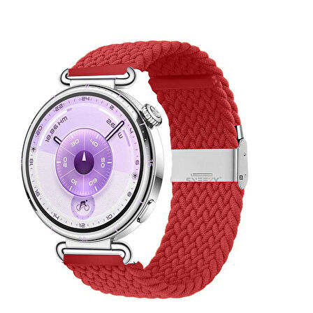Sneezy Huawei Watch GT6 41mm İle Uyumlu Metal Klips Solo Fiberlink Kumaş Örgü Kordon