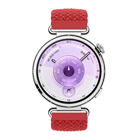 Sneezy Huawei Watch GT6 41mm İle Uyumlu Metal Klips Solo Fiberlink Kumaş Örgü Kordon