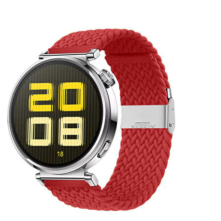 Sneezy Huawei Watch GT 5 41mm İle Uyumlu Metal Klips Solo Fiberlink Kumaş Örgü Kordon