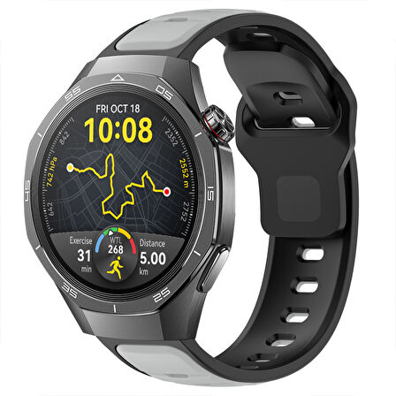 Huawei Watch GT5 Pro 46mm İle Uyumlu Çift Renkli Spor Silikon Kordon Nefes Alabilir Konforlu