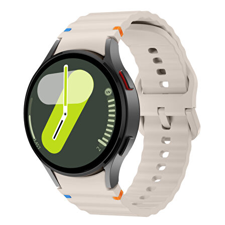Samsung Galaxy Watch 7 40mm-44mm İle Uyumlu Metal Tokalı Dalgalı Spor Silikon Kordon