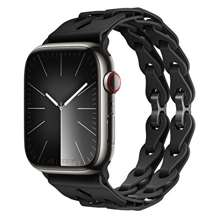 Apple Watch Uyumlu 38 40 41mm Zincir Desenli Yumuşak Silikon Solo Kordon 2 3 4 5 6 Se 7 8 9 10 42mm