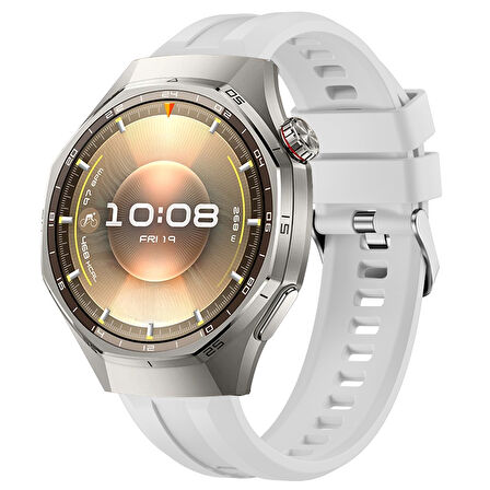 Sneezy Huawei Watch GT6 Pro 46mm İle Uyumlu Spor Silikon Metal Tokalı Soft Saat Kordonu