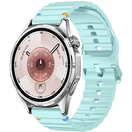 Huawei Watch GT6 46mm İle Uyumlu Dalga Desenli Tokalı Yumusaş Soft Silikon Kordon