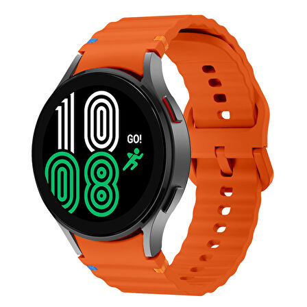 Samsung Galaxy Watch 4 40-42-44-46mm İle Uyumlu Metal Tokalı Dalgalı Spor Silikon Kordon