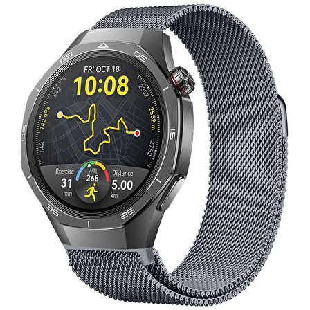 Huawei Watch GT5 Pro 46mm Uyumlu Manyetik Milanese Loop Metal Kordon 