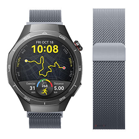 Huawei Watch GT5 Pro 46mm Uyumlu Manyetik Milanese Loop Metal Kordon 