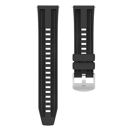 Sneezy Huawei Watch GT4 46mm ile Uyumlu Metal Tokalı Dikiş Detaylı Şık Dokuma Silikon Kordon