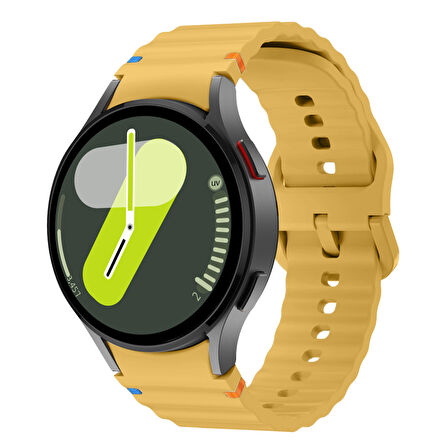 Samsung Galaxy Watch 7 40mm-44mm İle Uyumlu Metal Tokalı Dalgalı Spor Silikon Kordon