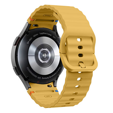 Samsung Galaxy Watch 7 40mm-44mm İle Uyumlu Metal Tokalı Dalgalı Spor Silikon Kordon