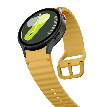 Samsung Galaxy Watch 7 40mm-44mm İle Uyumlu Metal Tokalı Dalgalı Spor Silikon Kordon
